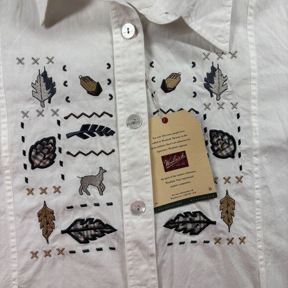 Woolrich NWT Women Vintage Embroidered Button Up Shirt Outdoor Large F116 - Picture 2 of 8